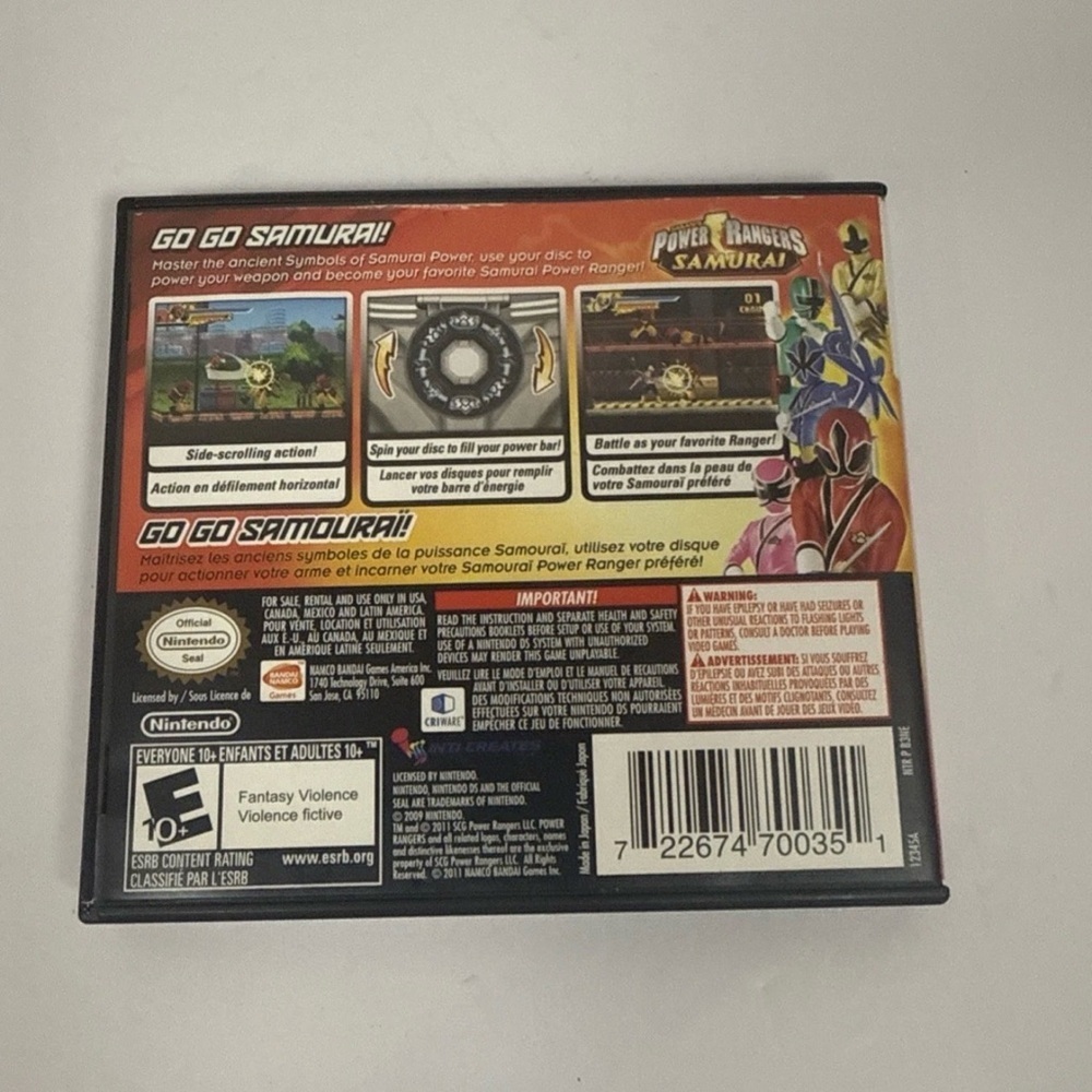 Power Rangers Samurai Nintendo DS Complete CIB Authentic - Picture 2 of 3